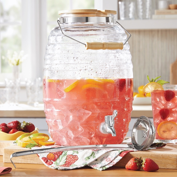 Glass Beverage Dispenser with Ladle, , large
