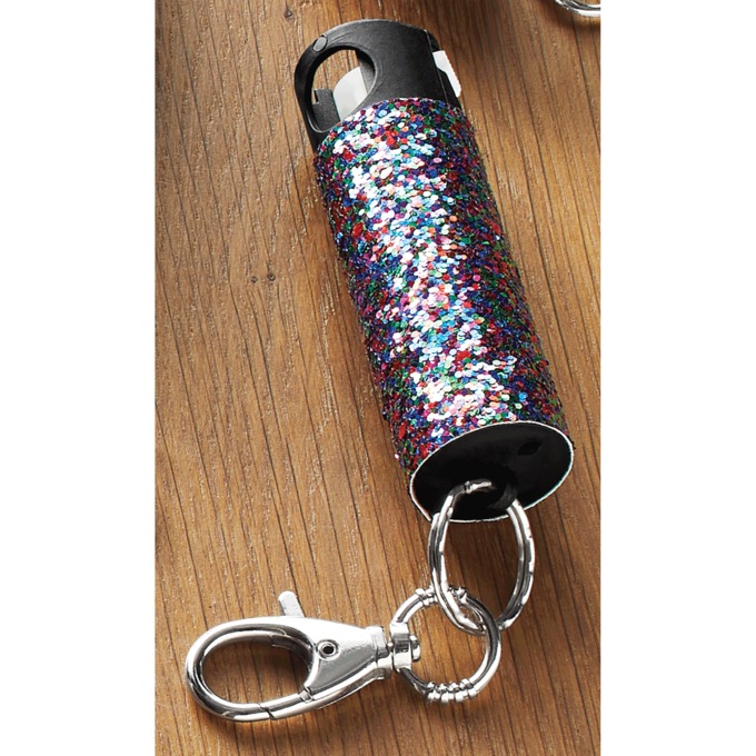 Rhinestone Pepper Spray Keychain with 16-Ft. Range and UV Dye by Guard Dog Security, Amethyst, large