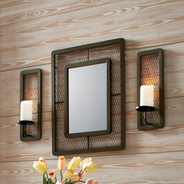 Set of 2 Chicken Wire Wall Sconces, , large