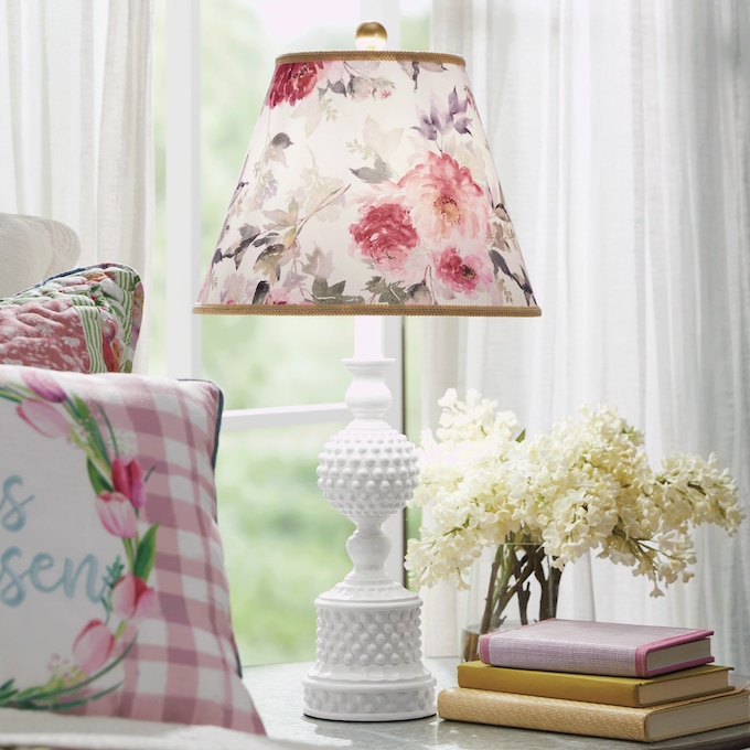 Floral Hobnail Lamp, , large
