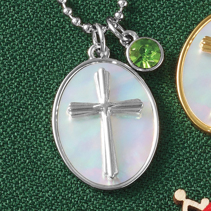 Birthstone Cross-Shell Pendant, , large