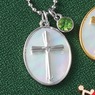 Birthstone Cross-Shell Pendant, , large