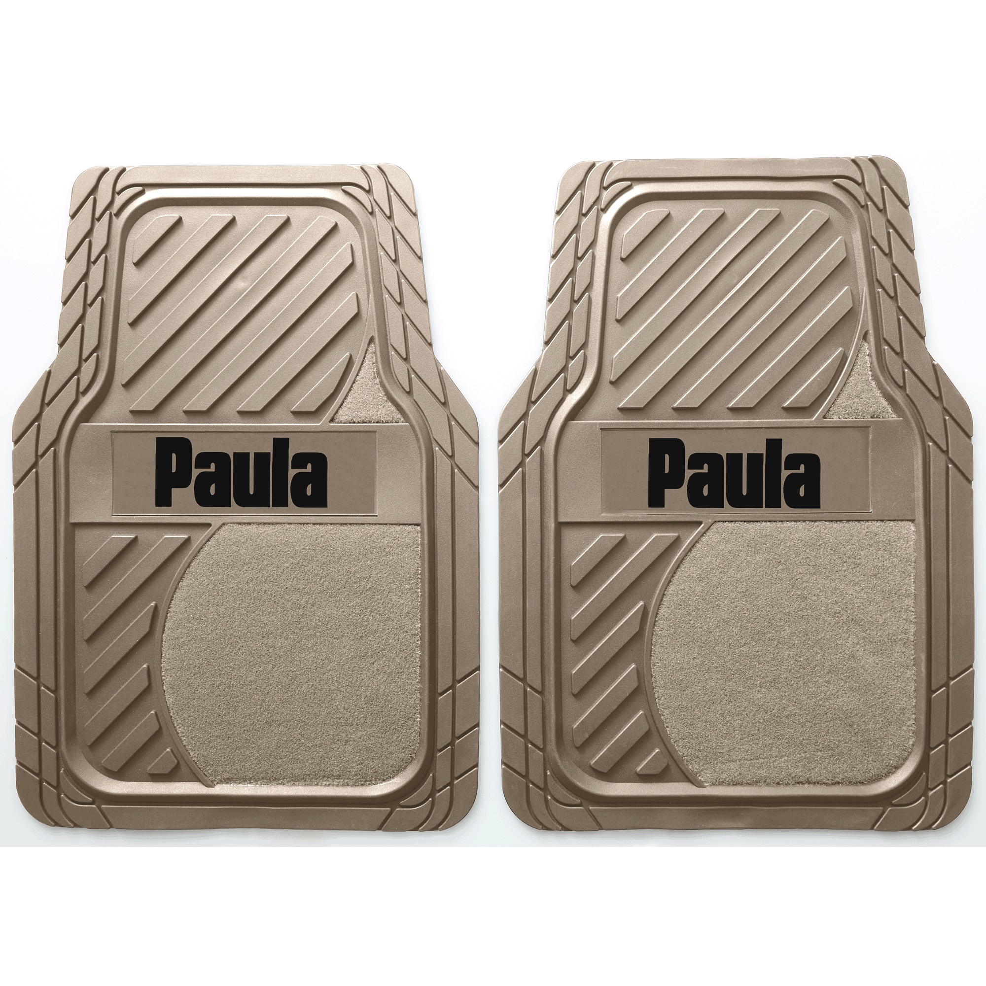 Set of 2 Personalized Rubber Car Floor Mats with Carpet Insets, , large