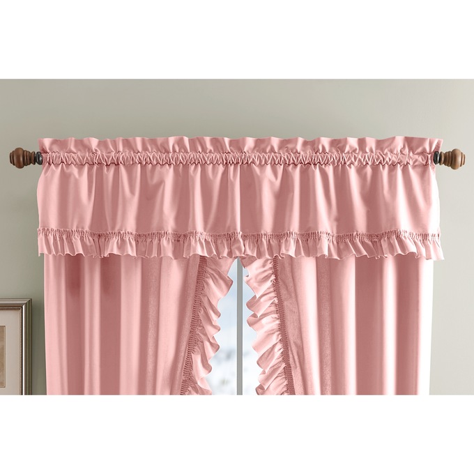 Mayfair Romantic Ruffled Semi-Sheer Cape Cod Valance, Rose, large