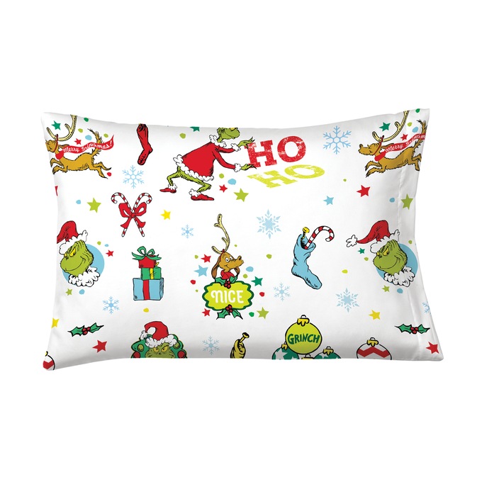 No Boxes & Bags Grinch Flannel Sheet Set, Multi, large