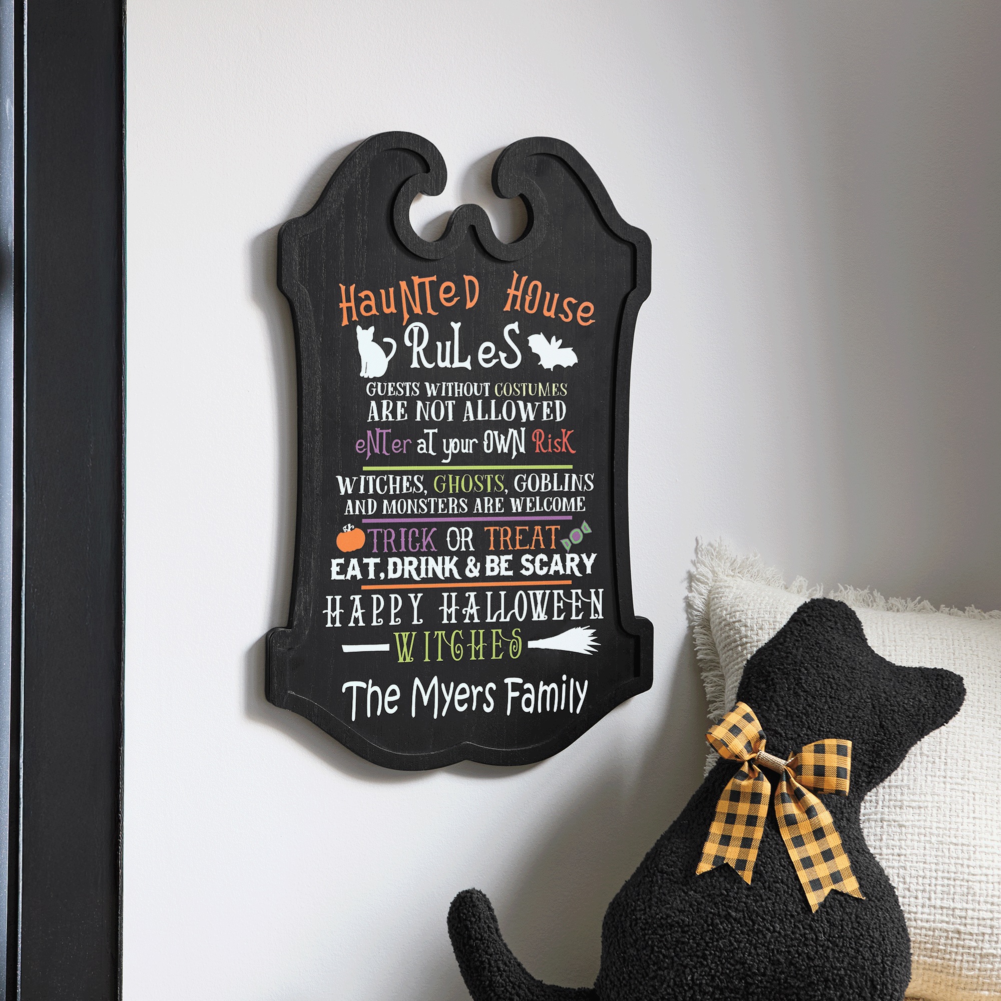 Haunted House Rules Halloween Wall Sign, Multi, large