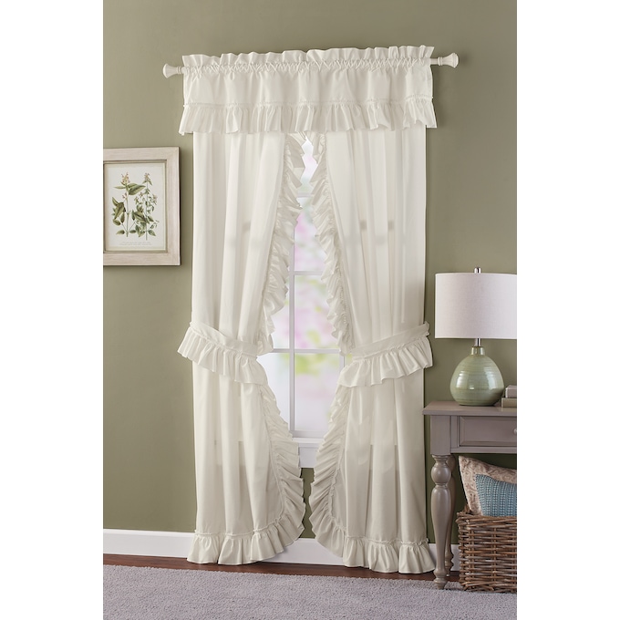 Mayfair Romantic Priscilla Ruffled Semi-Sheer Panel Pair with Tieback, , large
