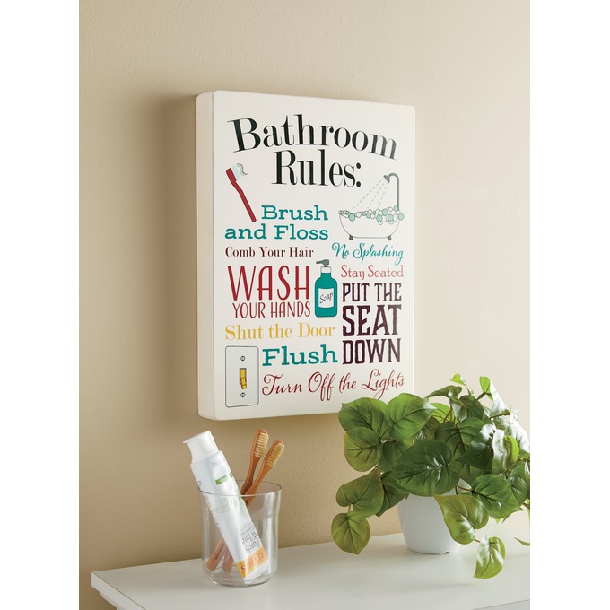 Bathroom Rules Wall Art, , large