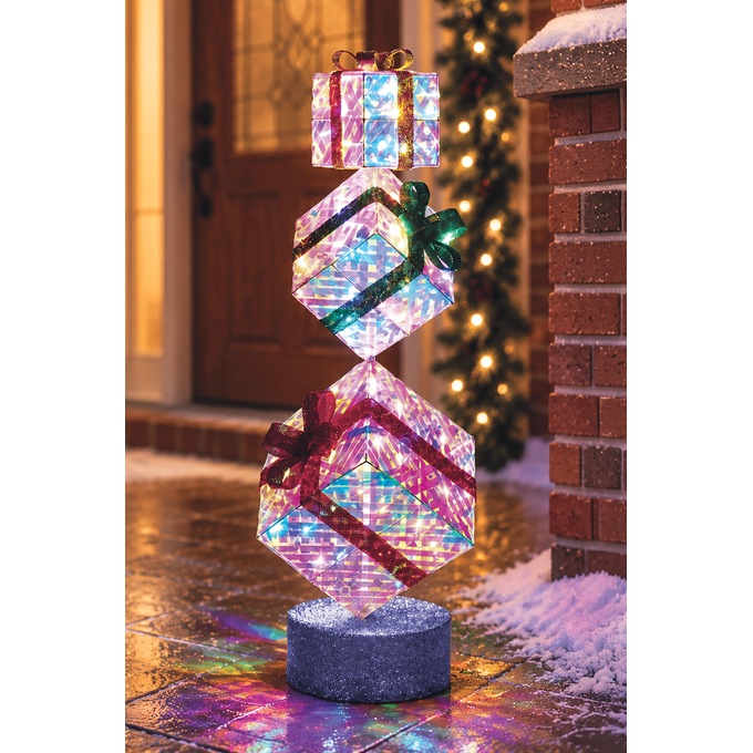 Merry Motion Lit Gift Stack Lawn D&eacute;cor, Multi, large