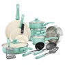 GreenLife 16-Piece Soft-Grip Cookware Set, Turquoise, large