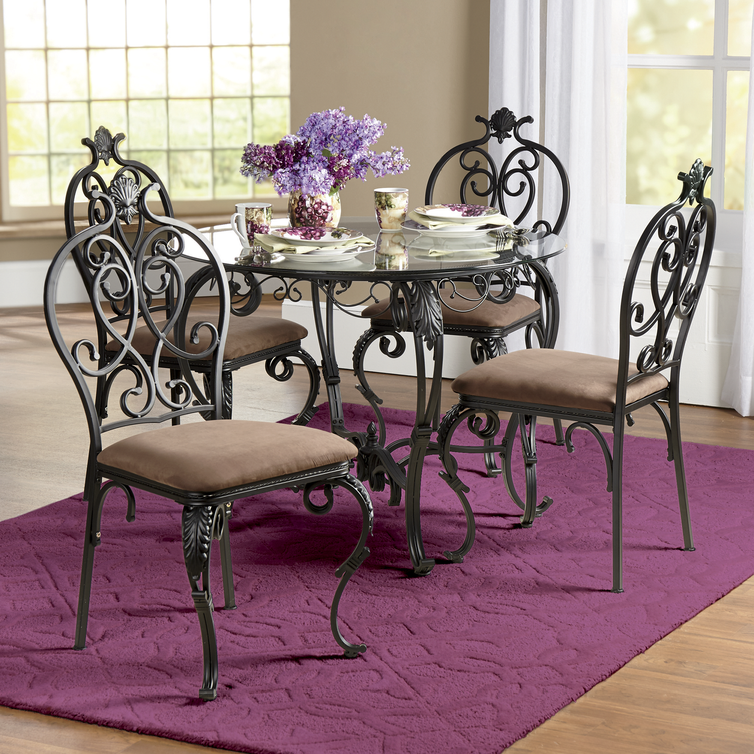 Glass Top Table And Dining Chairs Montgomery Ward