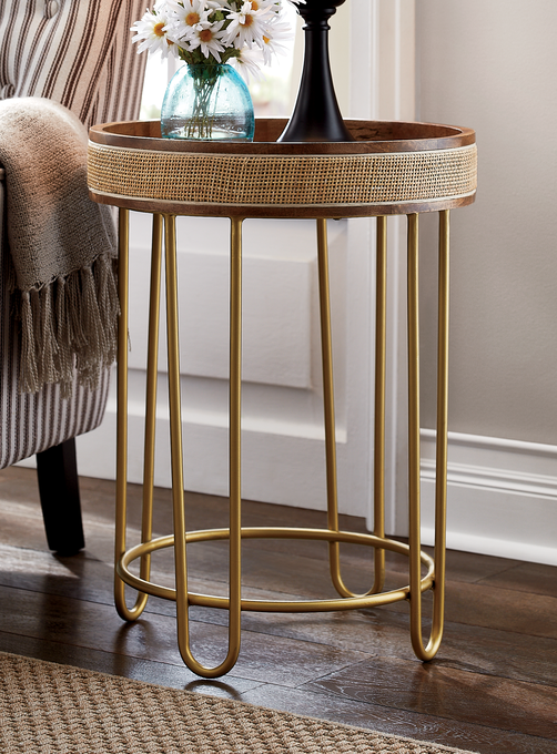 Rattan End Table, , large