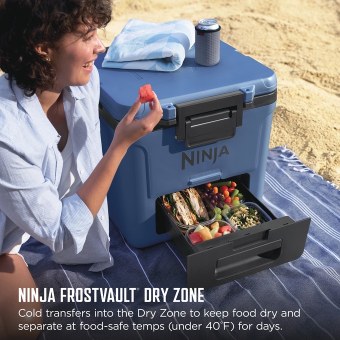 Ninja FrostVault 30-Quart Wheeled Cooler with Dry Zone, Blue, large