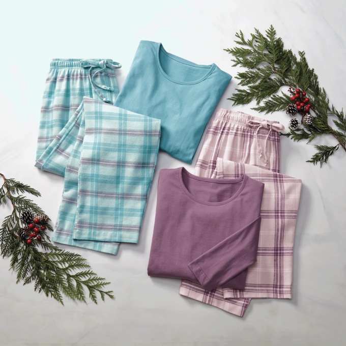 4-Piece Plaid PJ Set, , large