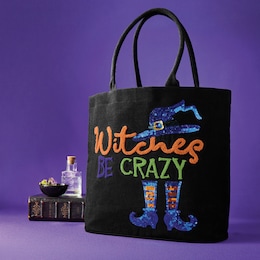 Witch Sequin Embroidered Tote, , large