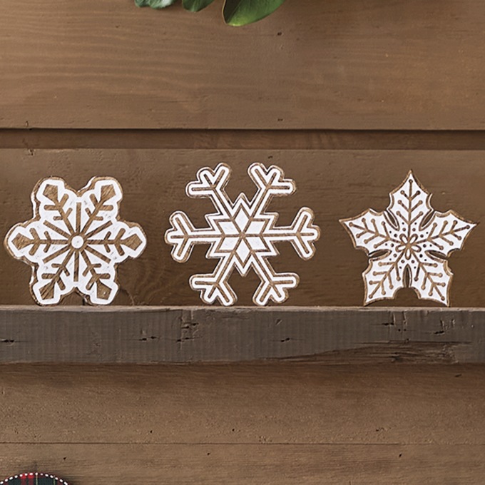 Set of 3 Carved-Wood Seasonal Décor, , large
