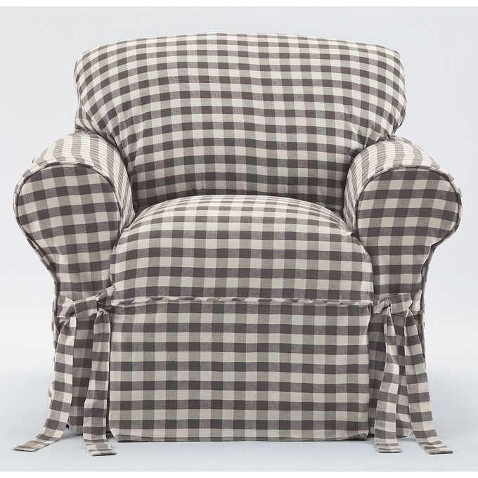 Buffalo plaid chair slipcover on sale