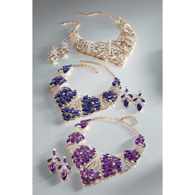 Crystal Marquise Necklace and Earring Set, , large
