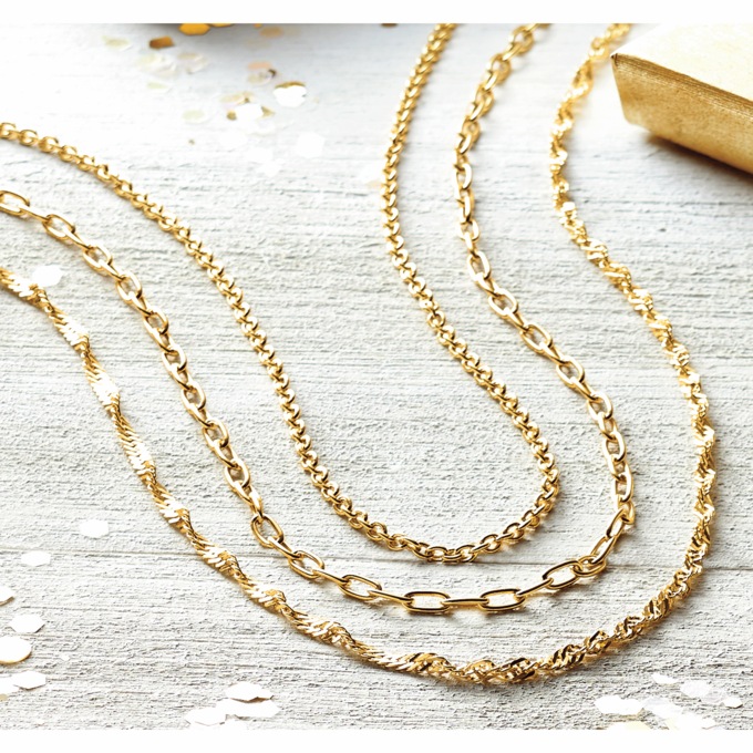 3-Piece Moderate Chain Necklace Set, Gold over Sterling Silver, large