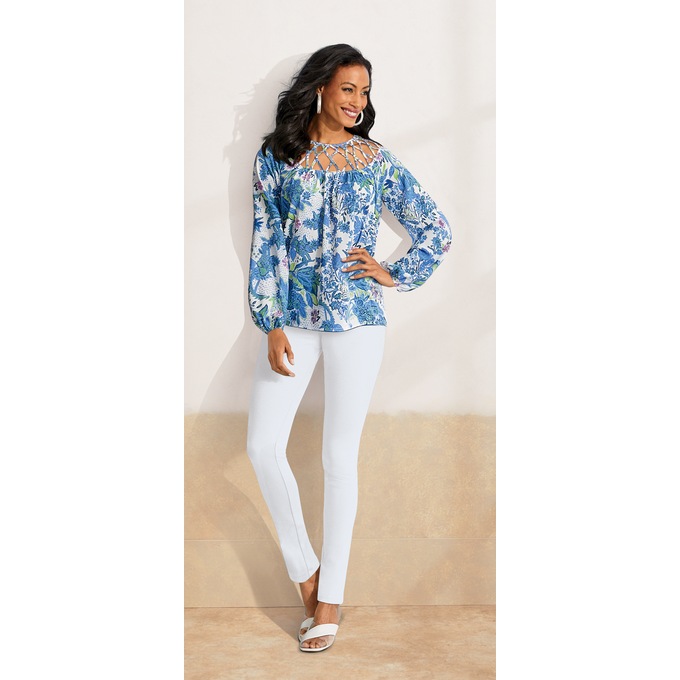 Emilia Top, Blue Floral, large