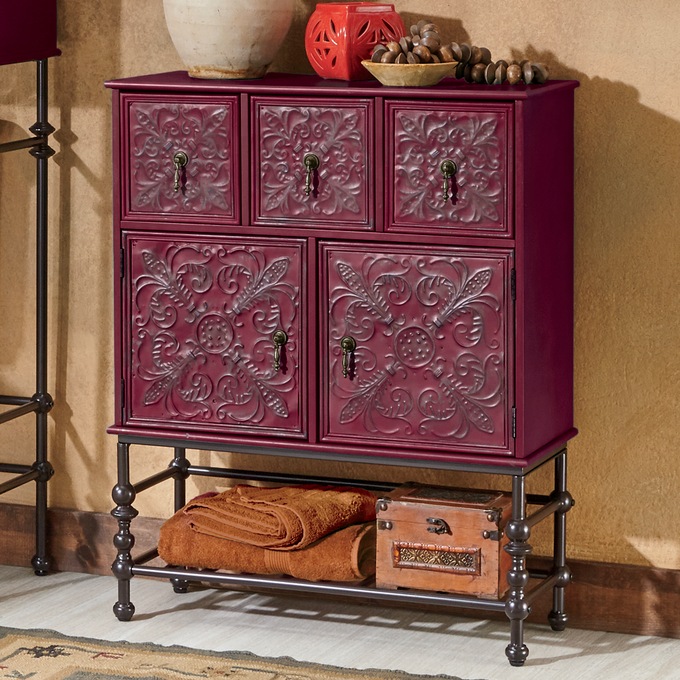Embossed Floral Bathroom Cabinet, , large