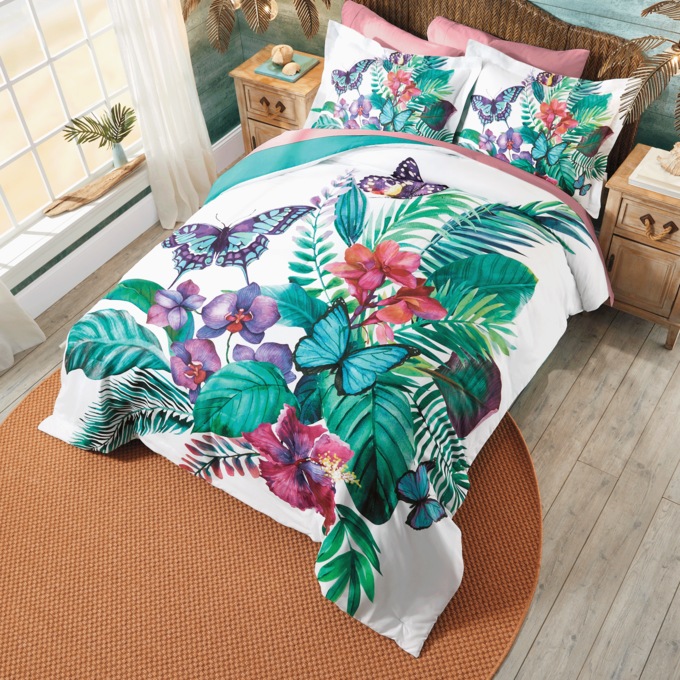 Tropical Butterfly Comforter Set, , large