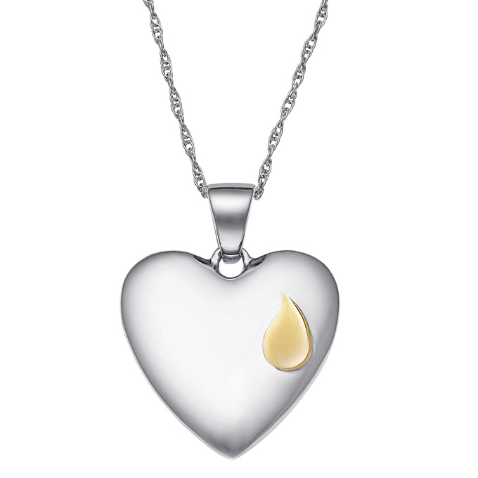 Sterling Silver Memorial Heart Pendant, , large