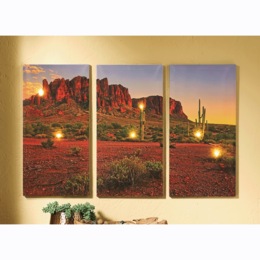 Lit 3-Piece Desert Wall Art, , large