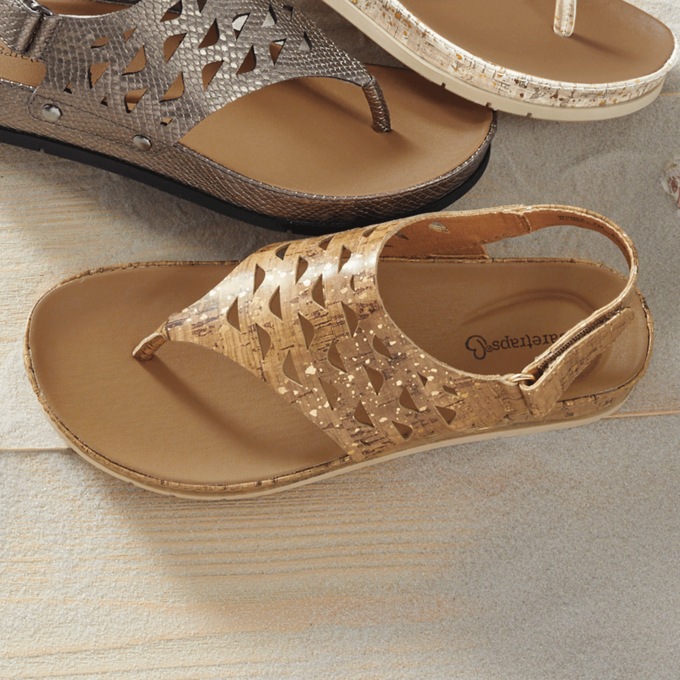 BareTraps Winika Faux Leather Thong Sandal with Cutouts and Hook-and-Loop Closure, , large