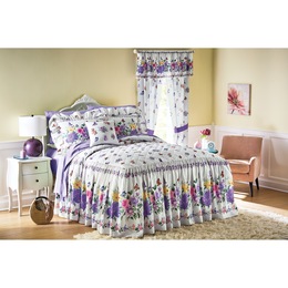 Butterfly Floral Skirted Bedspread, Sham, Accent Pillow and Window Treatments, , large