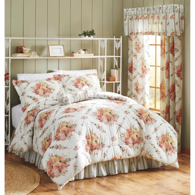 Nottingham Floral Comforter Set, Accent Pillow, and Window Treatments, , large