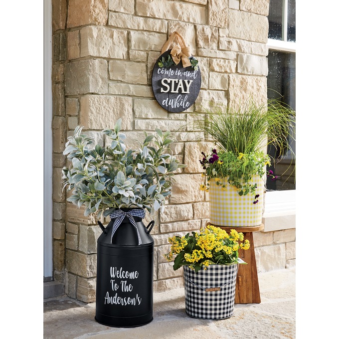 Set of 2 Gingham Check Planters, , large