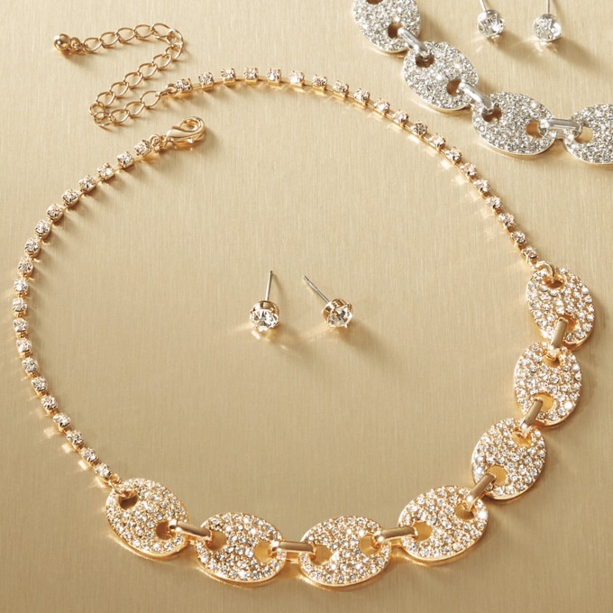 Crystal G-Link Necklace and Earring Set, , large