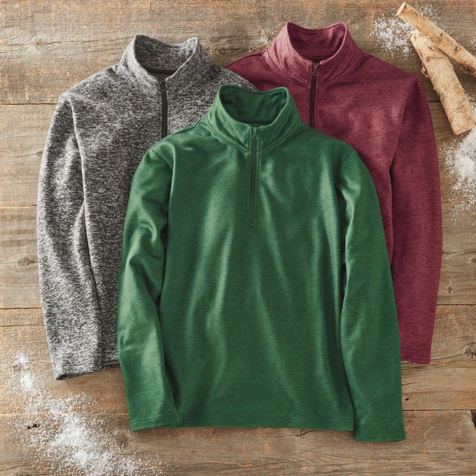 Melange Fleece 1/4-Zip Pullover, , large