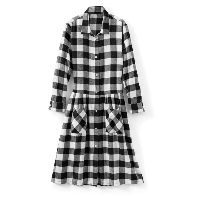 Flannel Midi Dress, , large