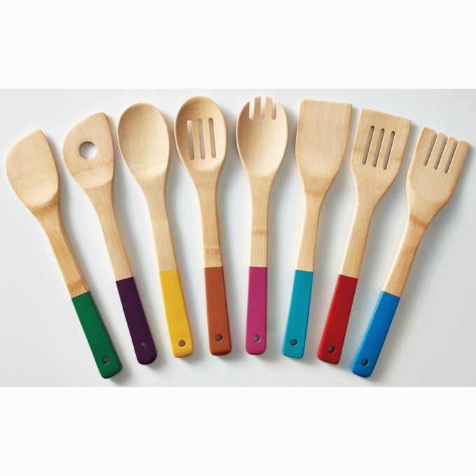 8-Piece Colored Bamboo Utensil Set, , large