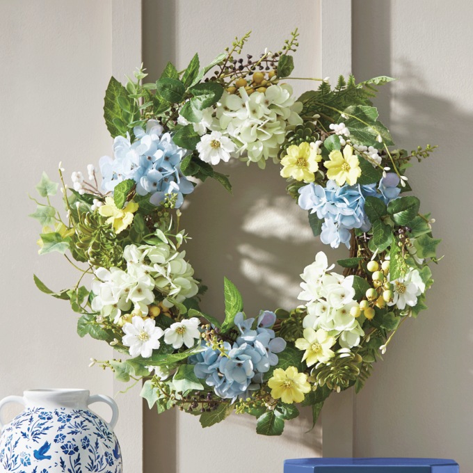 Blue Hydrangea Wreath, , large