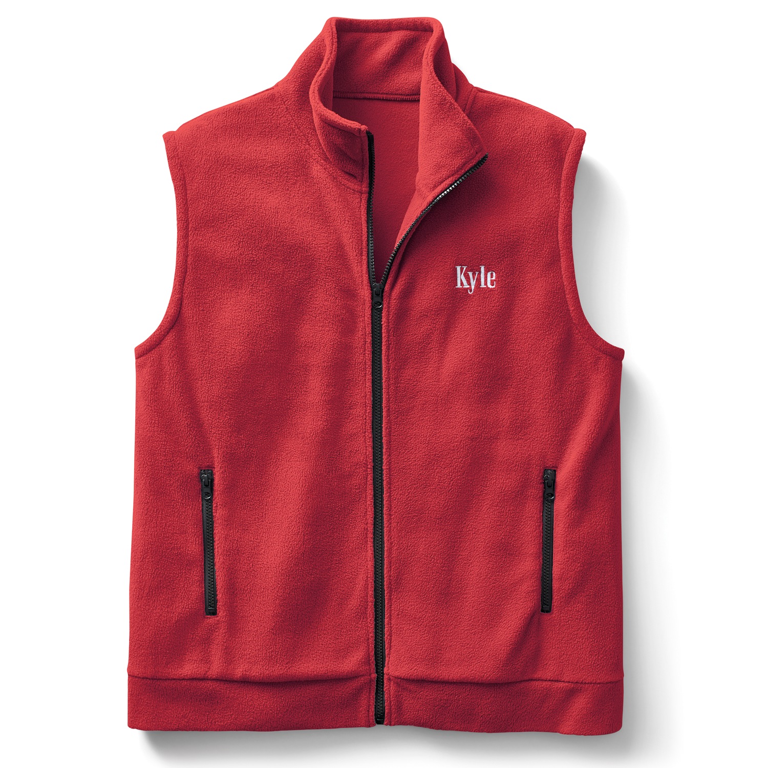 Personalized Men's Fleece Vest with Front Zipper and Embroidered