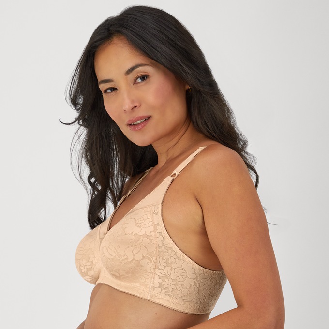 Bali Wireless Lace Double Support Bra with Adjustable Straps, Soft Taupe, large