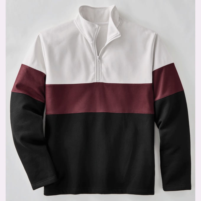 Colorblock Fleece 1/4-Zip Pullover , , large