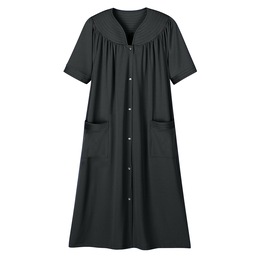 Short-Sleeve Snap-Front Duster with Pockets, , large