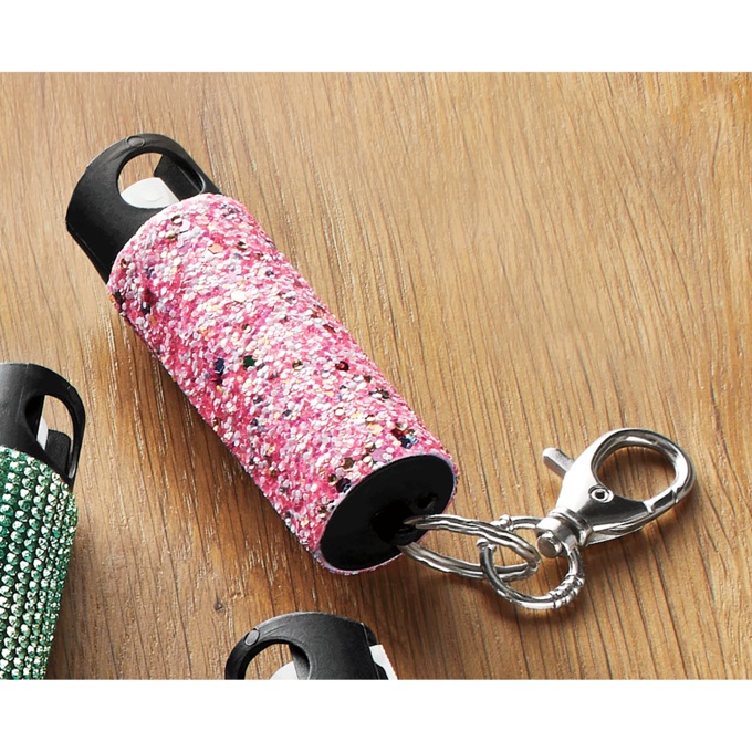 Rhinestone Pepper Spray Keychain with 16-Ft. Range and UV Dye by Guard Dog Security, Confetti, large
