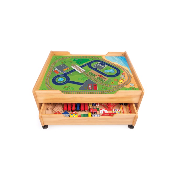 100-Piece Wooden Train Table Set with Storage, Multi, large