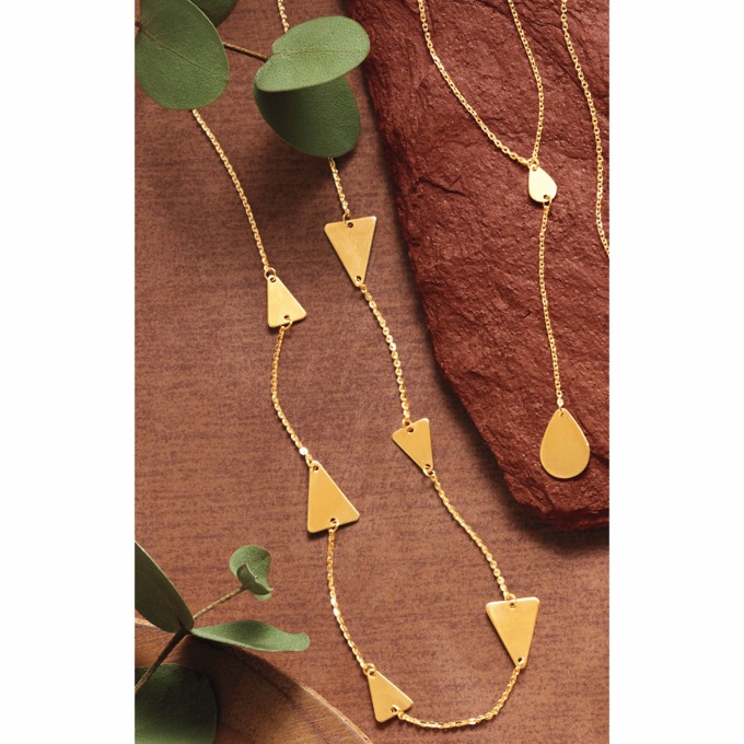 10K Gold Triangle Necklace, , large