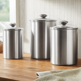 Set of 3 Stainless Steel Canister Set, , large