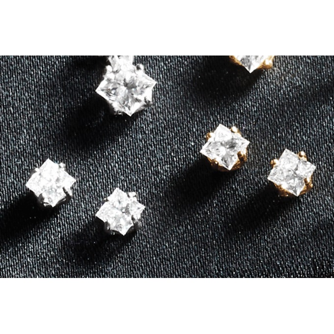 Sterling Lab-Created Diamond Princess Solitaire Post Earrings, , large