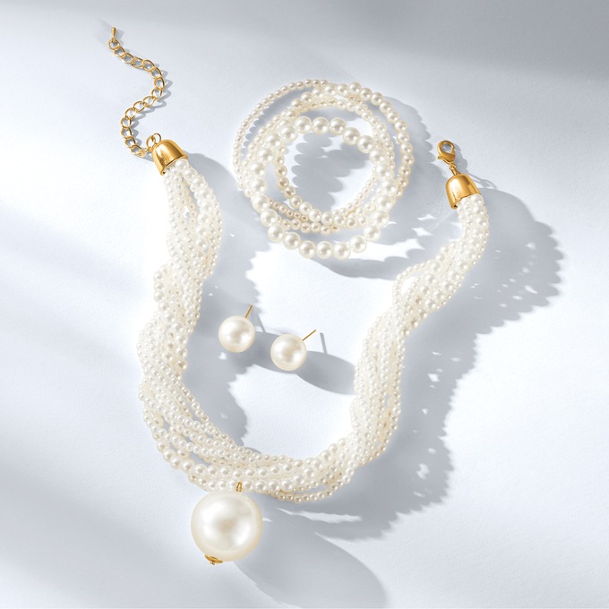 Multistrand Faux-Pearl Jewelry Set, , large