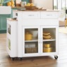 Powered Expandable Kitchen Island, White, large