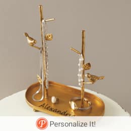 Metal Bird Standing Jewelry Holder, , large