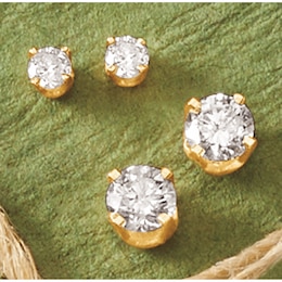 14K Gold 2-Pair Diamond Stud Earring Set, , large